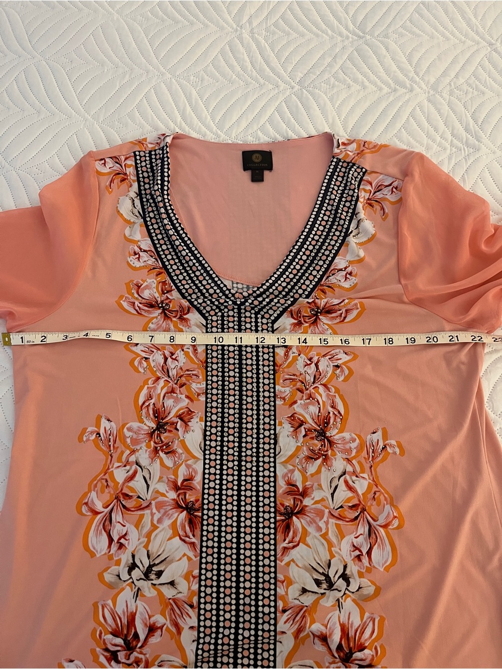 Jennifer Moore  Pink Floral V-Neck Tunic Top - Picture 4 of 7